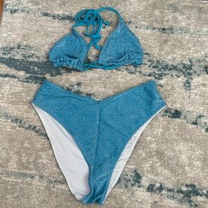 PINK Blue Shimmer Bikini Set